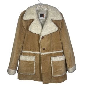Vintage William Barry Sherpa Corduroy Jacket. Camel and cream colored. Size 38